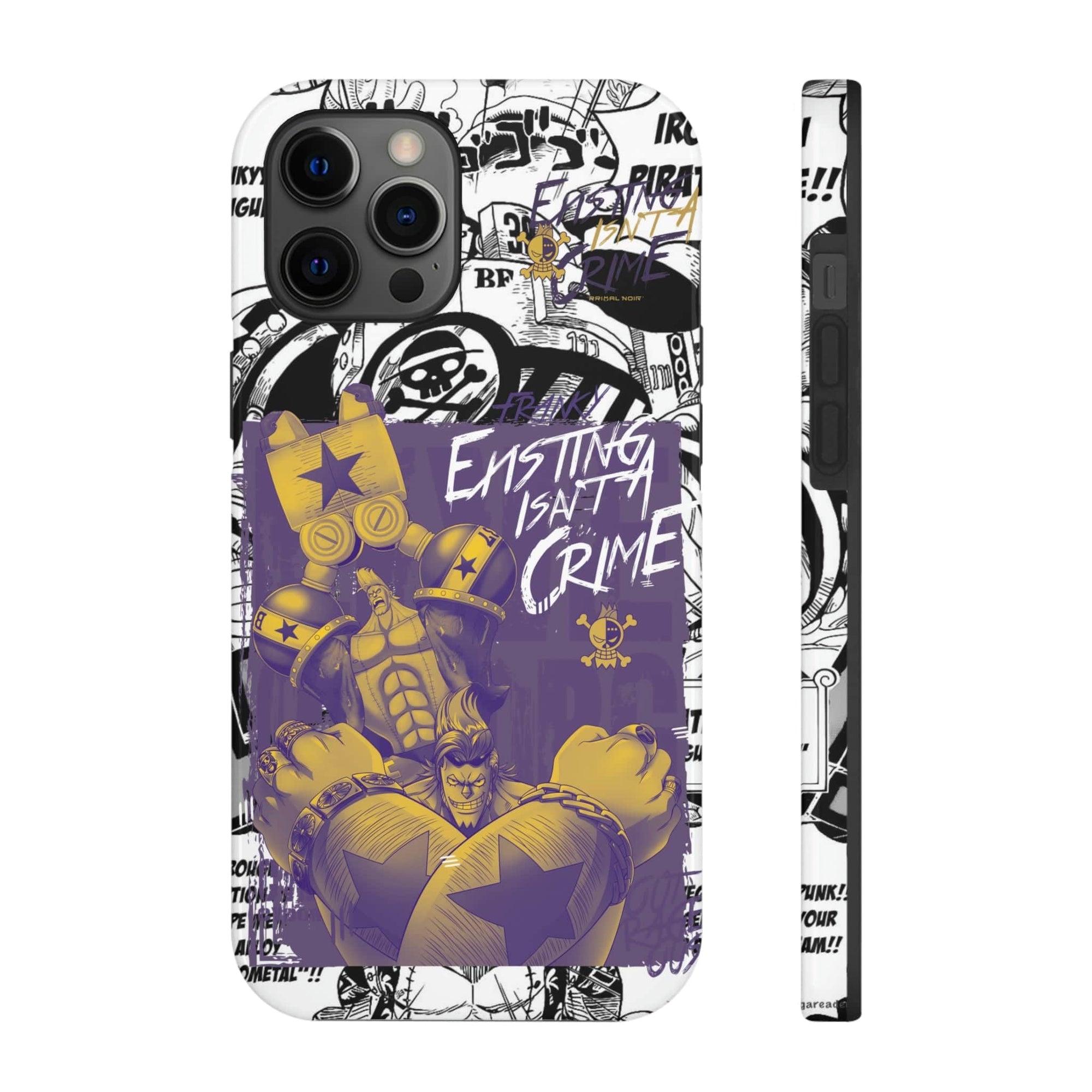 Printify Anime Phone Case iPhone 12 Pro Max One Piece: Franky “Existing Isn't A Crime” Anime Phone Case